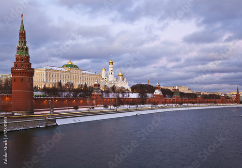The Moscow Kremlin in the winter evening