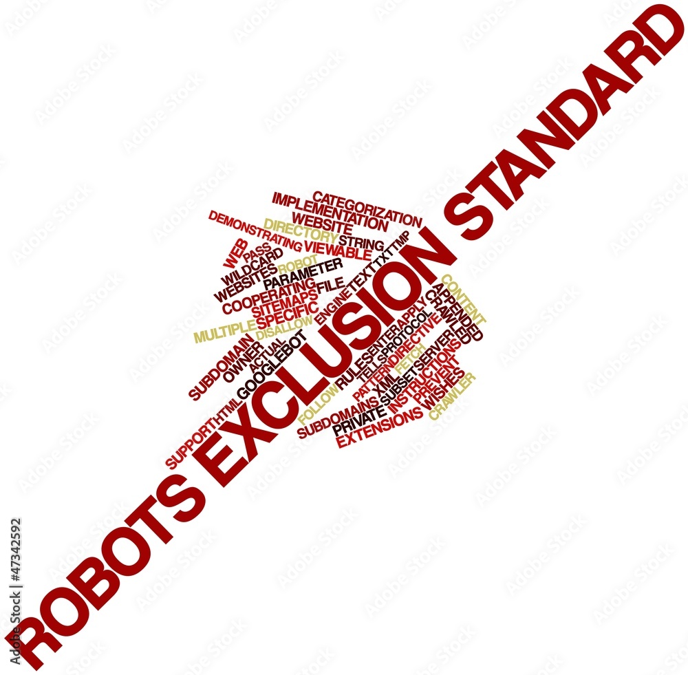 Word cloud for Robots exclusion standard Stock Illustration Adobe Stock