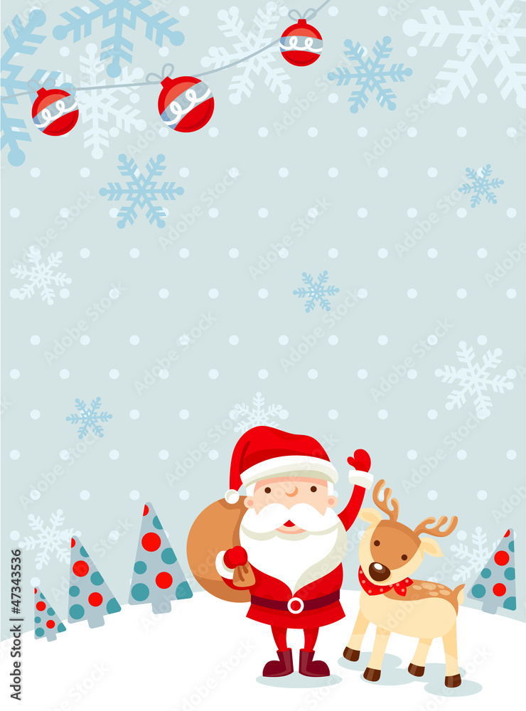 Santa Claus with winter scene