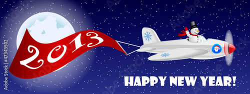 New year coming by plane