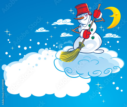 Snowman on a cloud