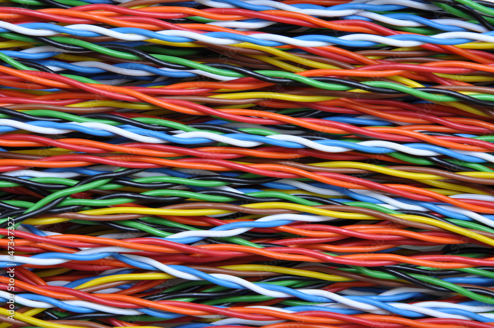 Network cables colorful, abstract connections