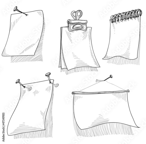 Pieces of paper for text, sketch vector