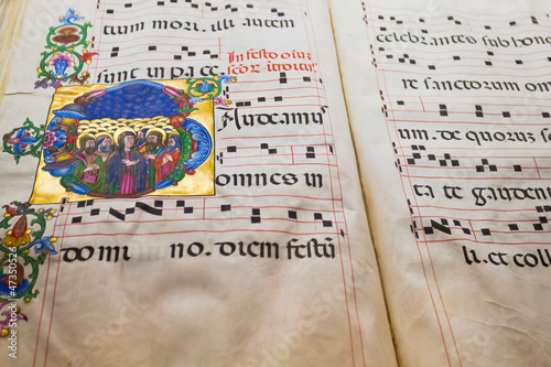 Print op canvas medieval folio with choral note