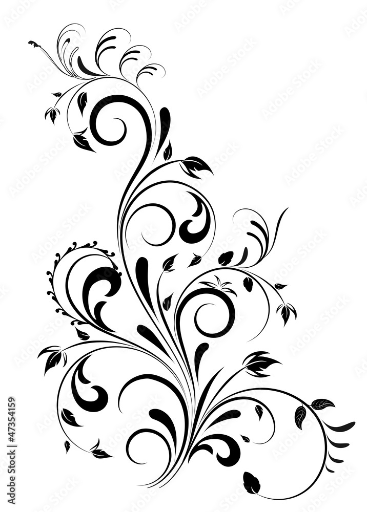 Beautiful black swirl floral design