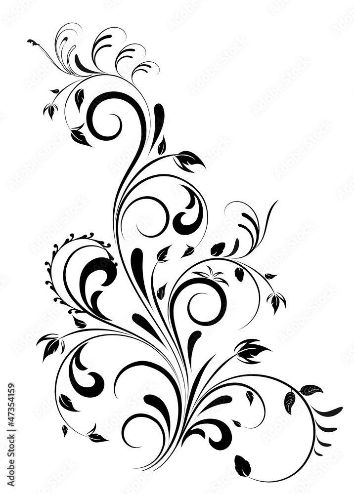 Beautiful black swirl floral design Beautiful black swirl floral design