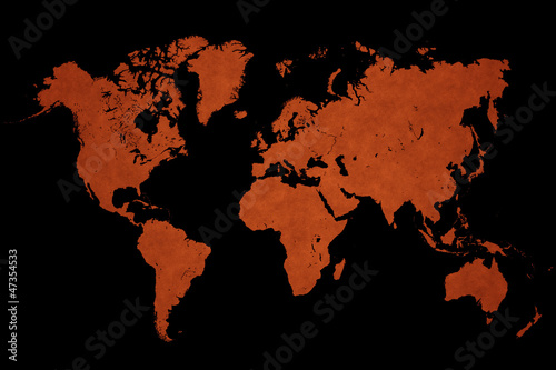 World map on a black background
