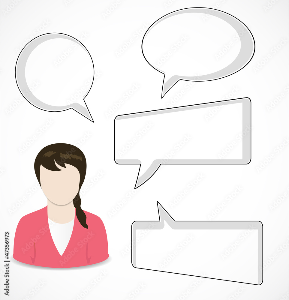 Woman and speech bubbles Woman and speech bubbles