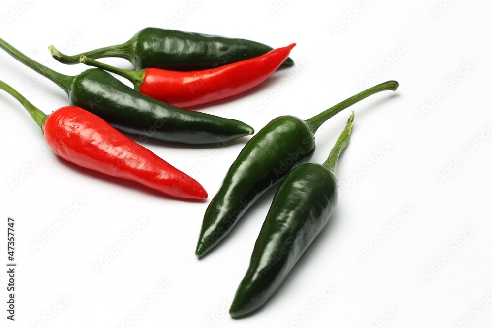 Red and green hot peppers Red and green hot peppers