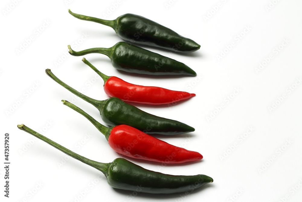 Red and green hot peppers Red and green hot peppers