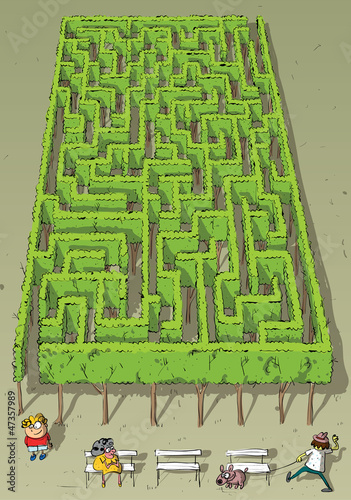 Landscape Park Trees Maze Game ... solutin in hidden layer