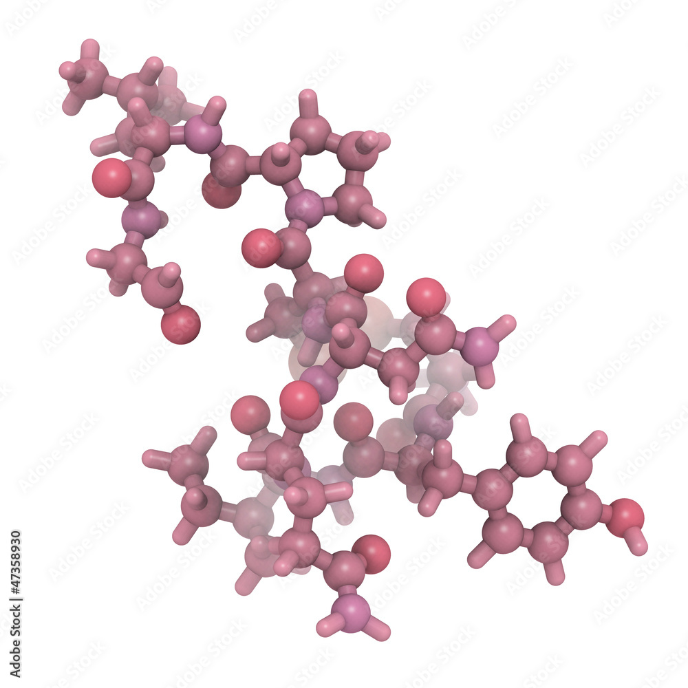 Oxytocin (cuddle hormone) molecule, chemical structure Stock