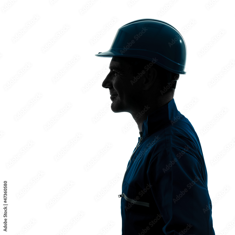 Fototapeta premium man construction worker profile sideview silhouette portrait