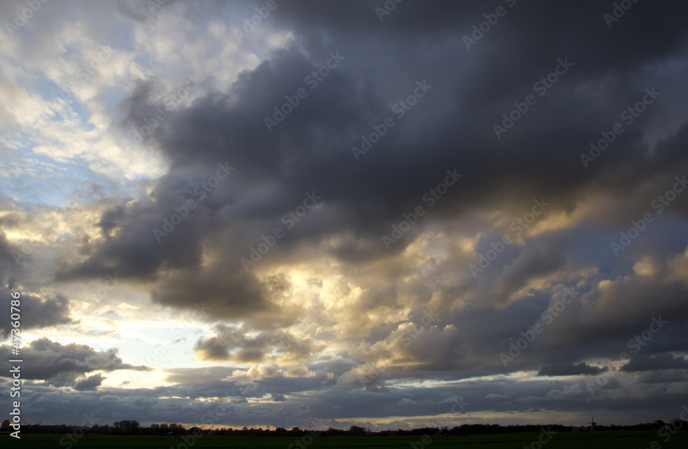 Fototapeta premium Colorful clouds after a storm, Holland