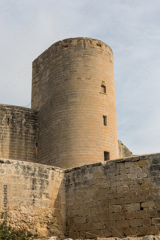 Bellver Castle Castillo tower in Majorca at Palma de Mallorca Ba