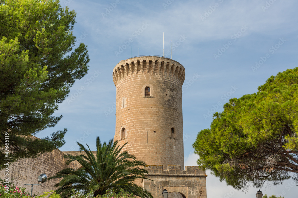 Bellver Castle Castillo tower in Majorca at Palma de Mallorca Ba