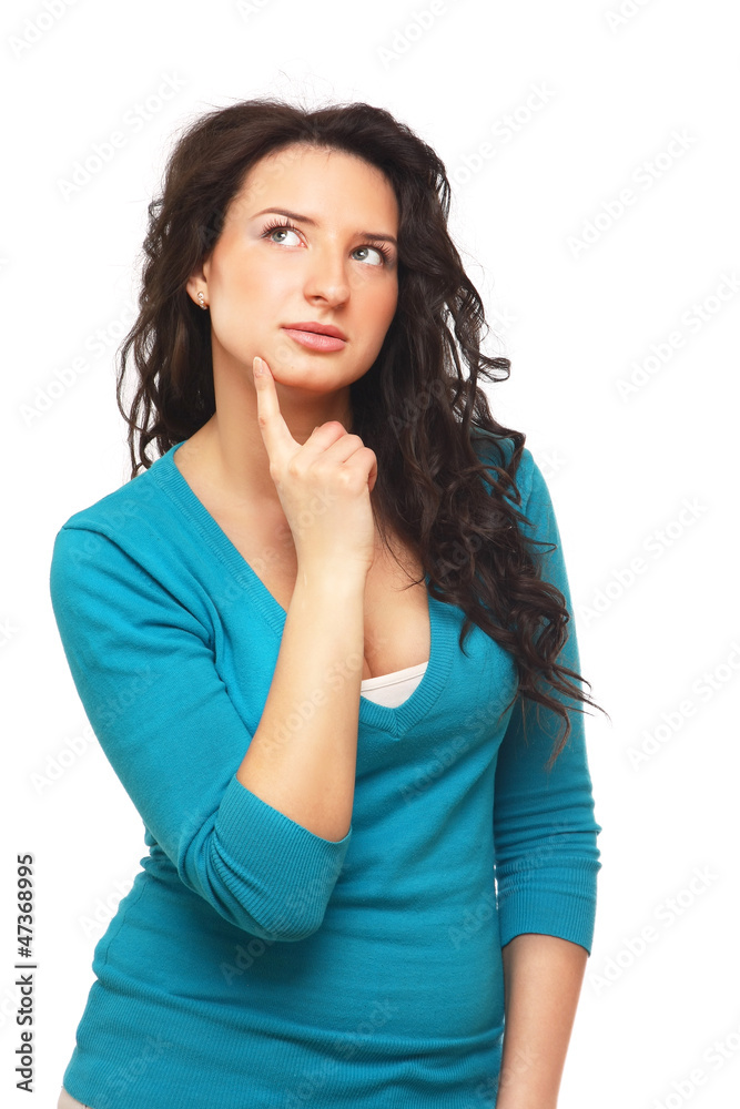 Closeup portrait of beautiful young woman looking Closeup portrait of beautiful young woman looking