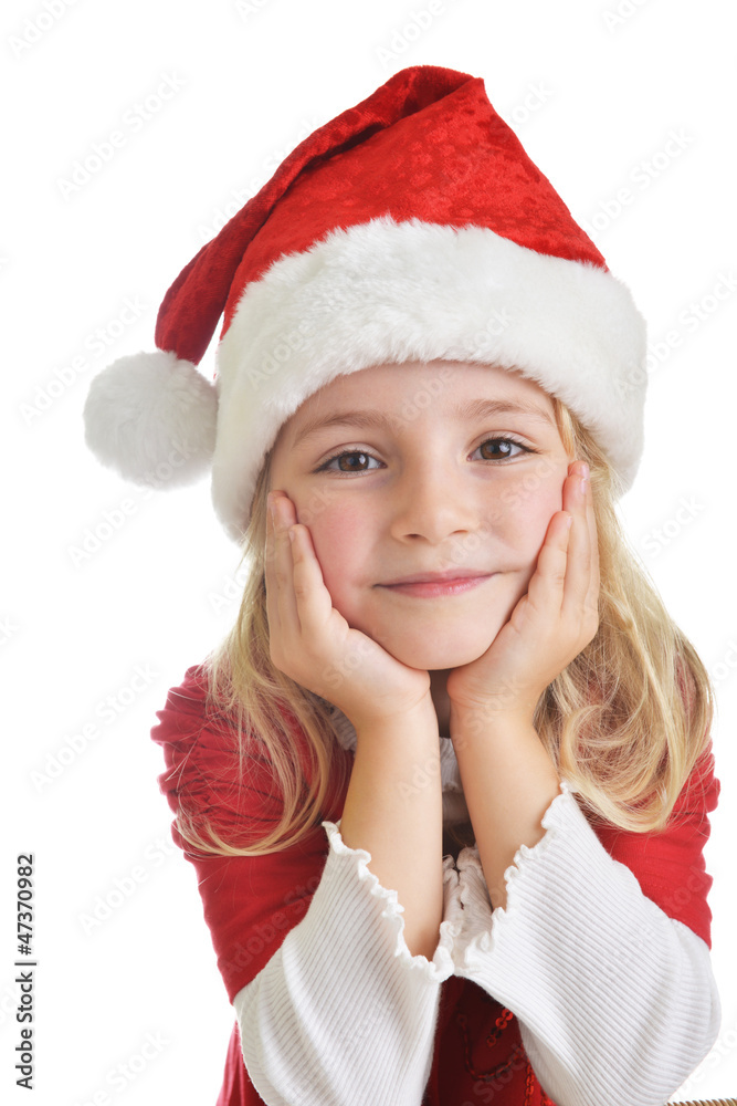 girl in santa cap girl in santa cap