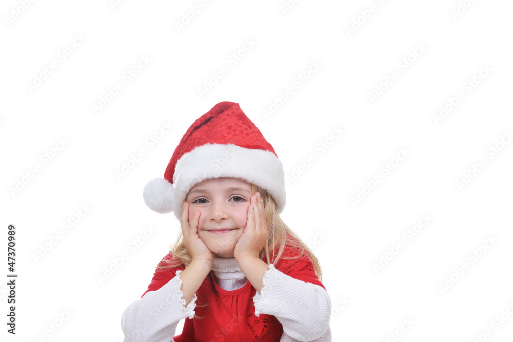 girl in Santa cap girl in Santa cap