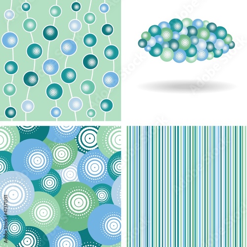 set of winter seamless patterns and decor elements