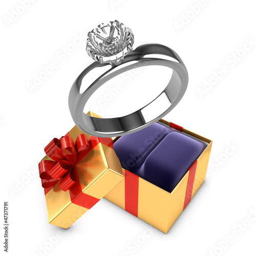 Platinum diamond ring out of gold box
