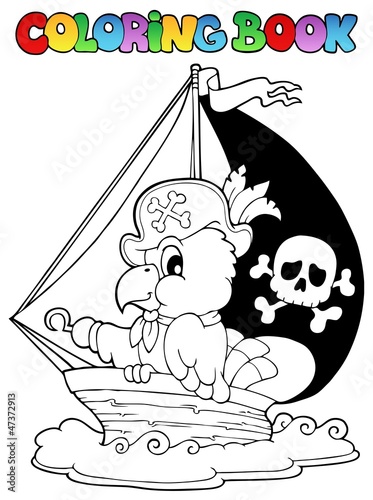 Coloring book pirate parrot theme 1