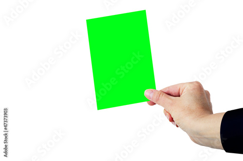 Hand holding up green list