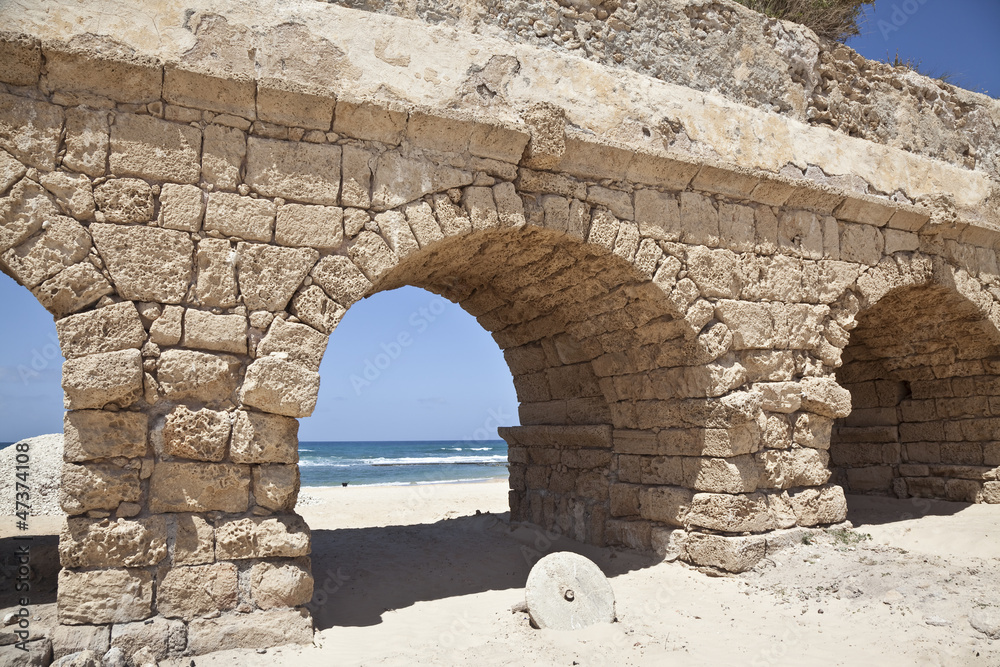 Aqueduct in ancient Caesarea,  Israel