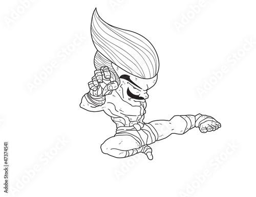 Muay Thai Boran : character cartoon 4 (Muay Thai Jump Kick)