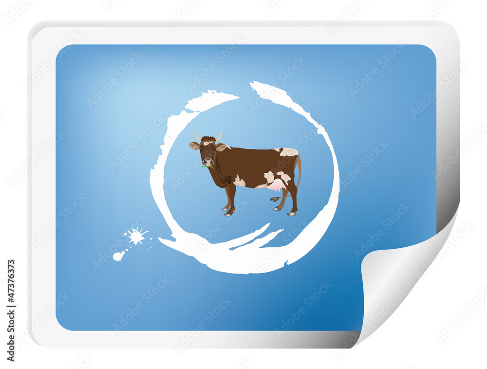 Label with a cow for packaging dairy products Label with a cow for packaging dairy products