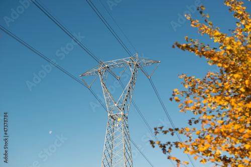 Fotografie high voltage electrical towers in line