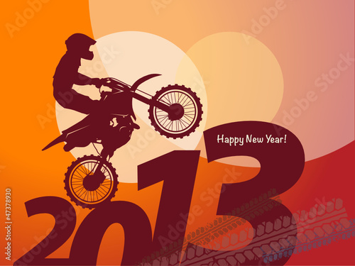 new year motocross race, vector illustration