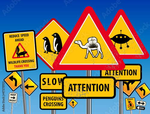 Road signs chaos, vector illustration