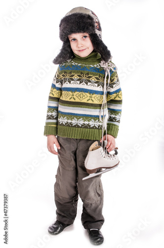 boy with skates, insulated background