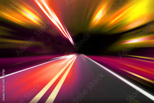 Fototapeta Naklejka Na Ścianę i Meble -  speed motion on night road