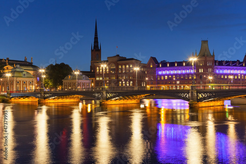 Night scenery of the Old Town in Stockholm, Sweden