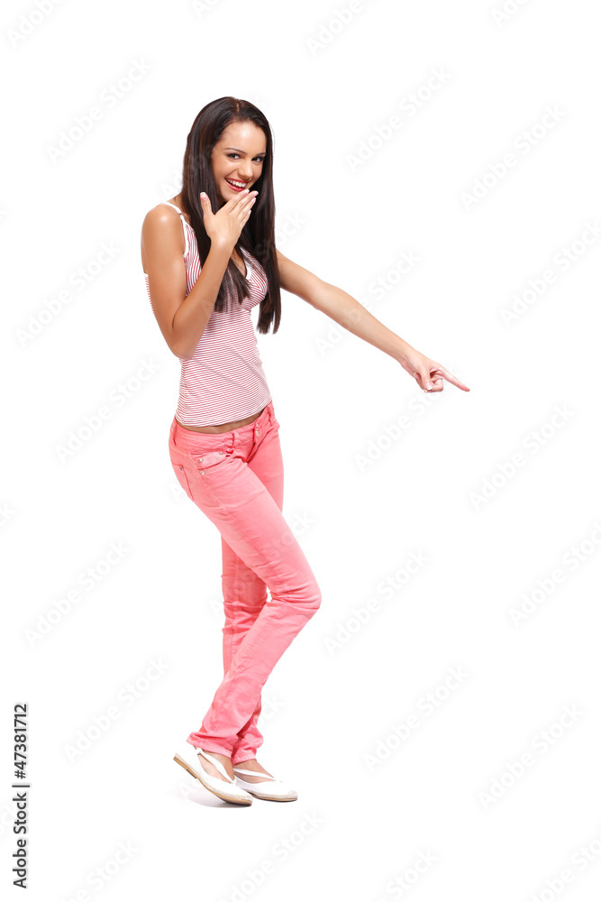 brunette teenager derides something brunette teenager derides something