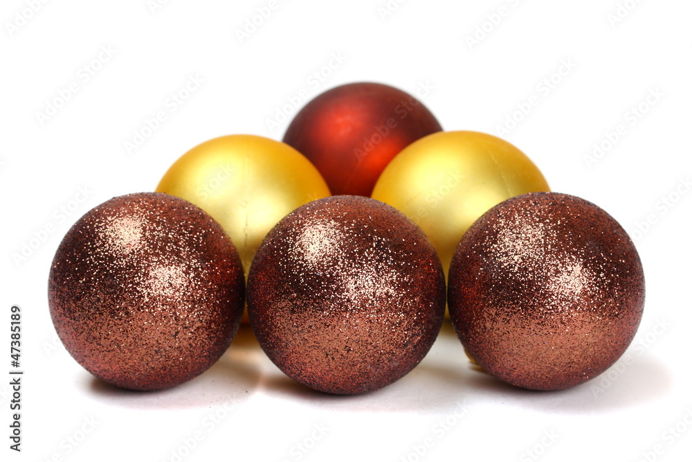 some christmas balls on a white background
