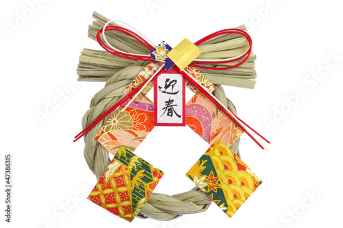 Shinto straw festoon decorating New Year in Japan
