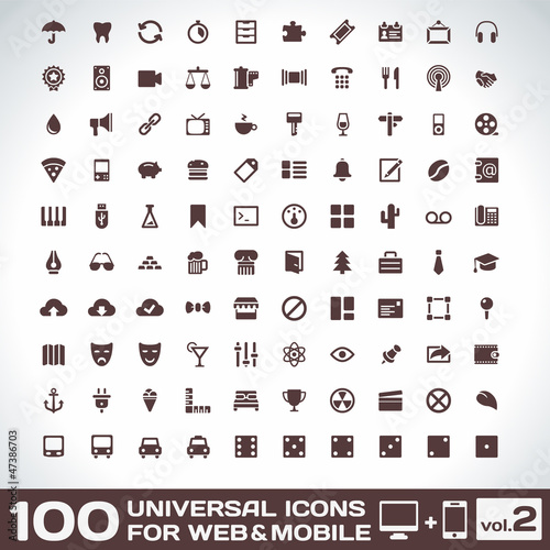 100 Universal Icons For Web and Mobile volume 2