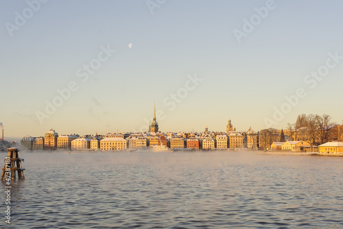 Canvas Print Stockholm Old Town on a sunny winter morning