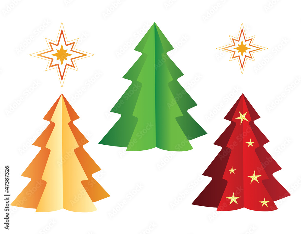 Obraz premium Christmas trees, stars