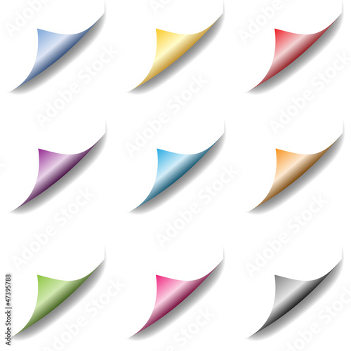 Set of bent page corners