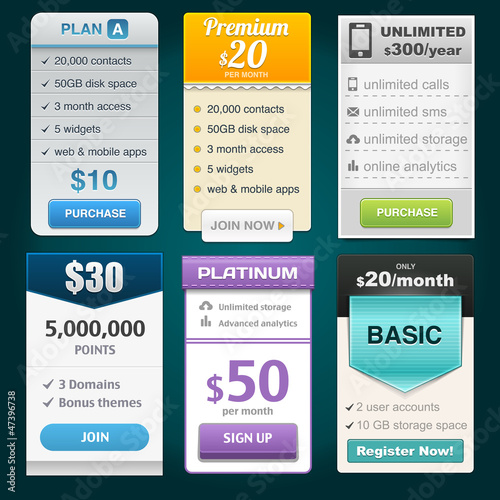 Vector Pricing Tables for Web