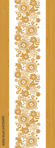 Vector vibrant textured flowers golden vertical seamless