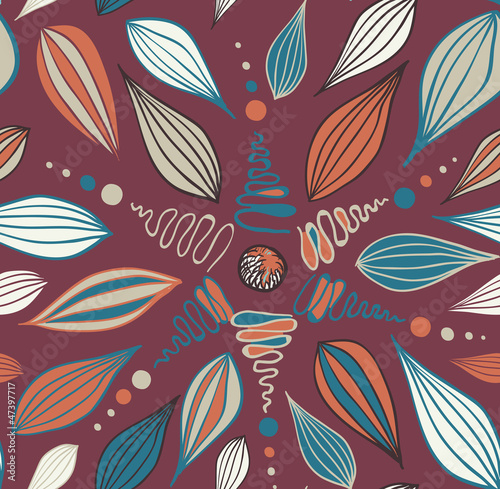 vintage seamless texture with abstract flowers and drops