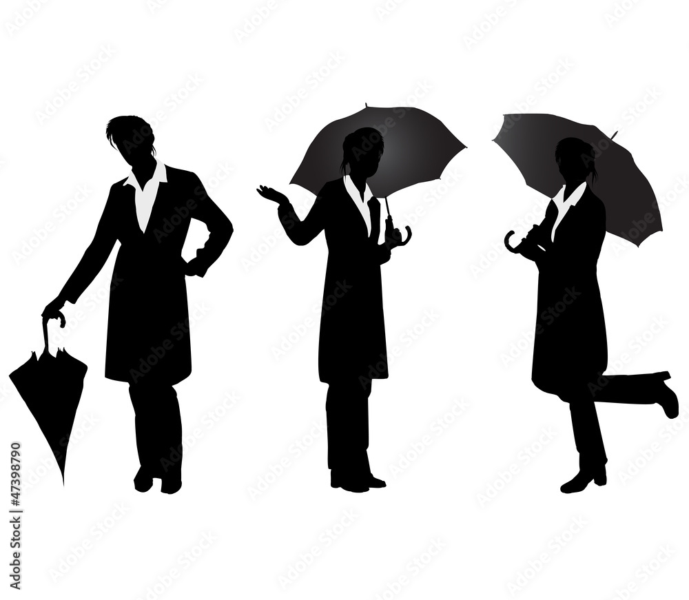 custom made wallpaper toronto digitalSilhouettes of girls with umbrella.Vector