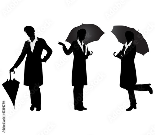 Wallpaper Mural Silhouettes of girls with umbrella.Vector Torontodigital.ca