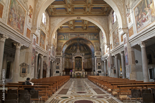 Rome - Interior of church San Cristogono in Trastevere