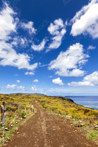 Curvy gravel road in Easter Island